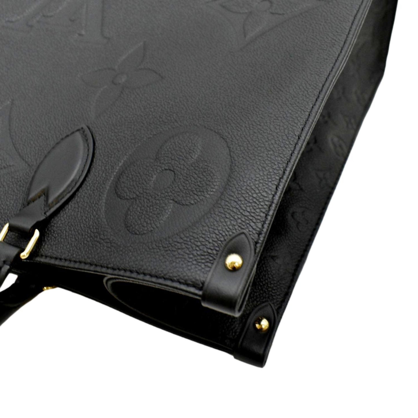 LOUIS VUITTON Onthego GM Monogram Empreinte Leather Tote Bag Black