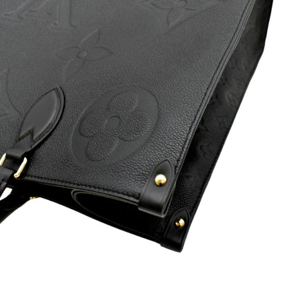 LOUIS VUITTON Onthego GM Monogram Empreinte Leather Tote Bag Black