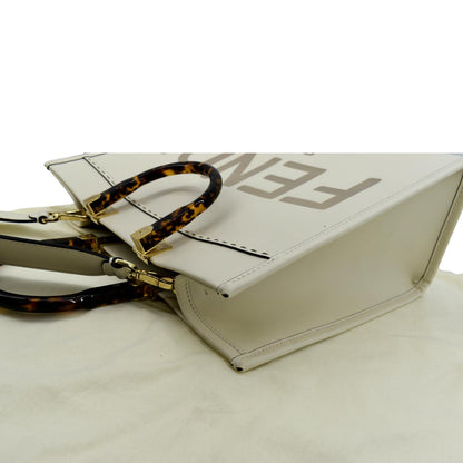 FENDI Sunshine Plexiglass Leather Shoulder Tote Bag White