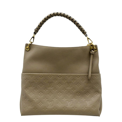 LOUIS VUITTON Maida Monogram Empreinte Leather Hobo Shoulder Bag Tourterelle