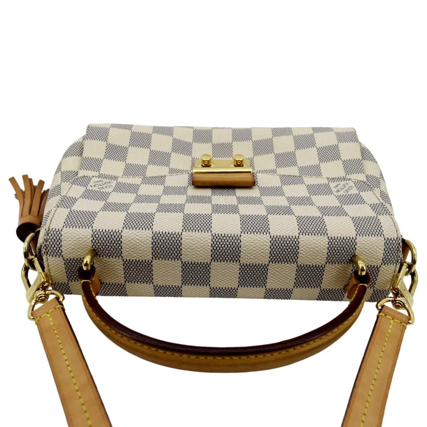 LOUIS VUITTON Croisette Damier Azur Satchel Crossbody Bag White