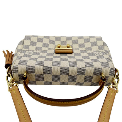 LOUIS VUITTON Croisette Damier Azur Satchel Crossbody Bag White