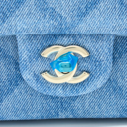 Chanel 22B Mini Rectangular Denim Light Blue L (Microchip)