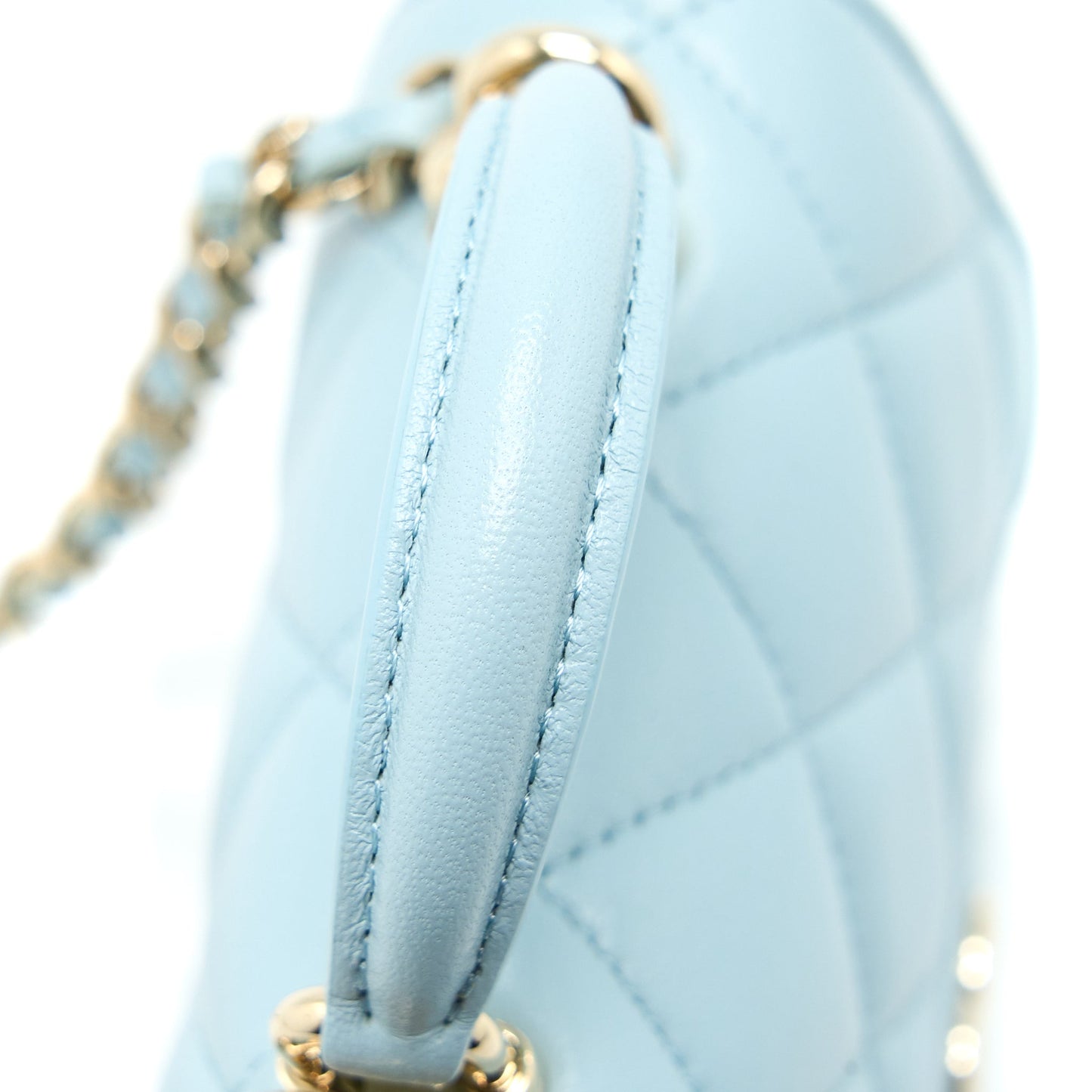 Chanel Top Handle Mini Flap Bag Lambskin Light Blue L