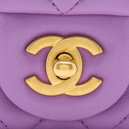 Chanel 22S Pearl Crush Mini Square Lambskin Purple