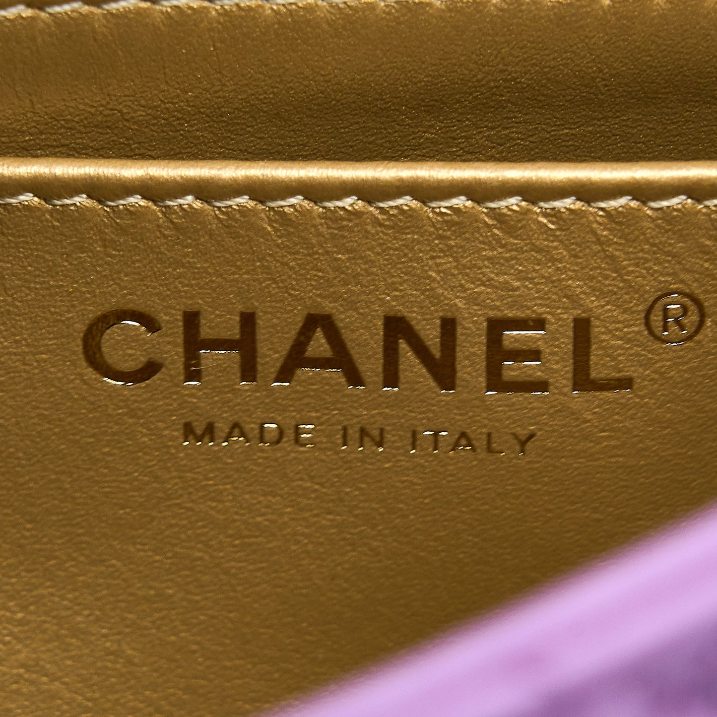 Chanel 22S Pearl Crush Mini Square Lambskin Purple