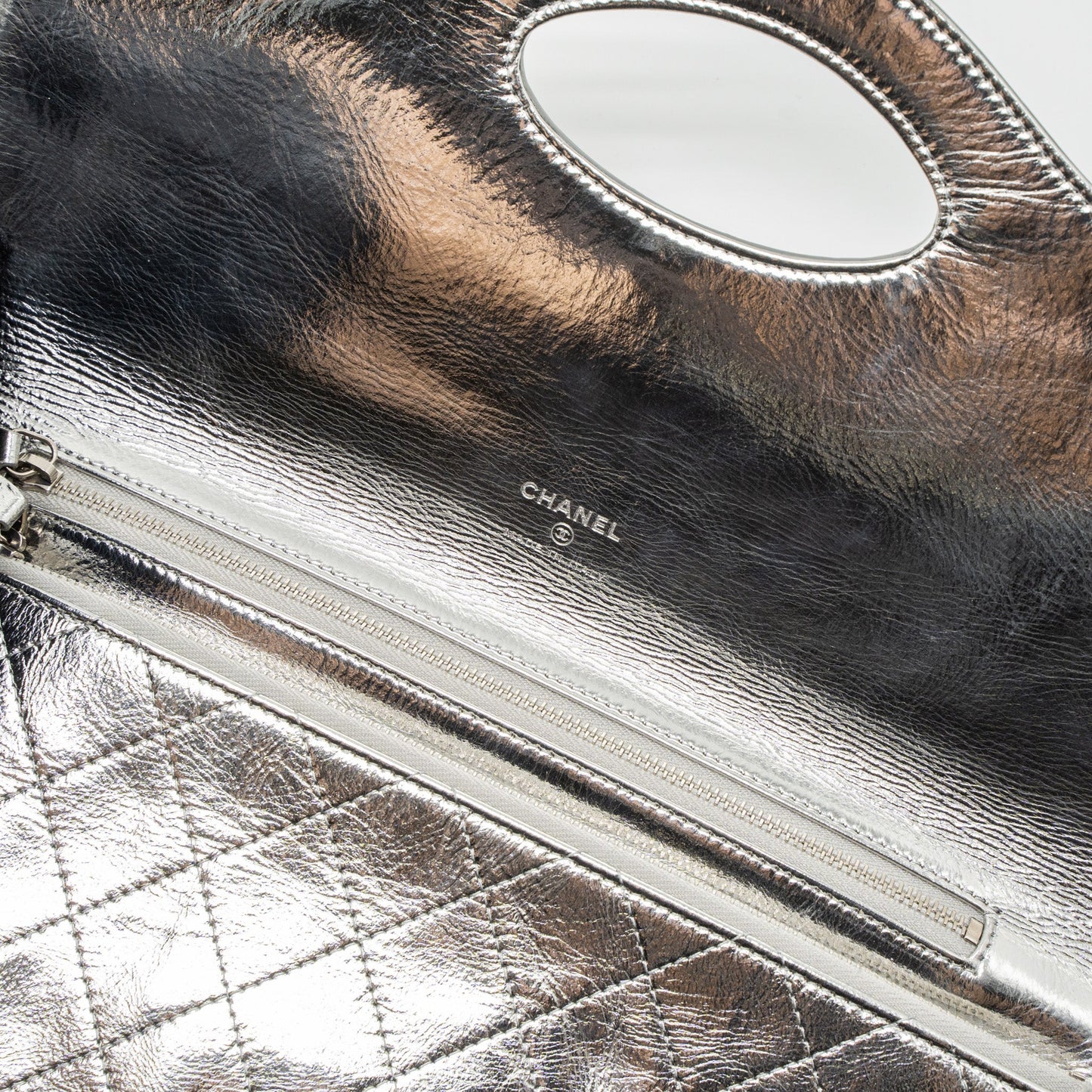 Chanel 31 Clutch Bag Goatskin Metallic Silver