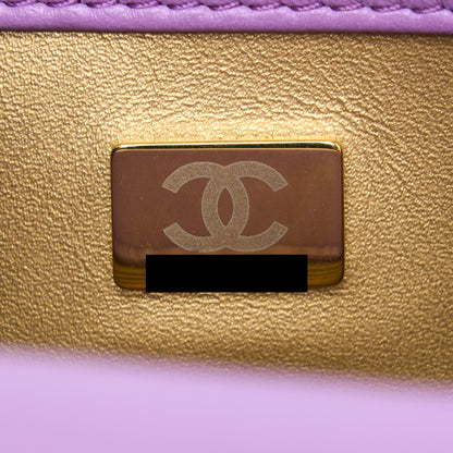 Chanel 22S Pearl Crush Mini Square Lambskin Purple