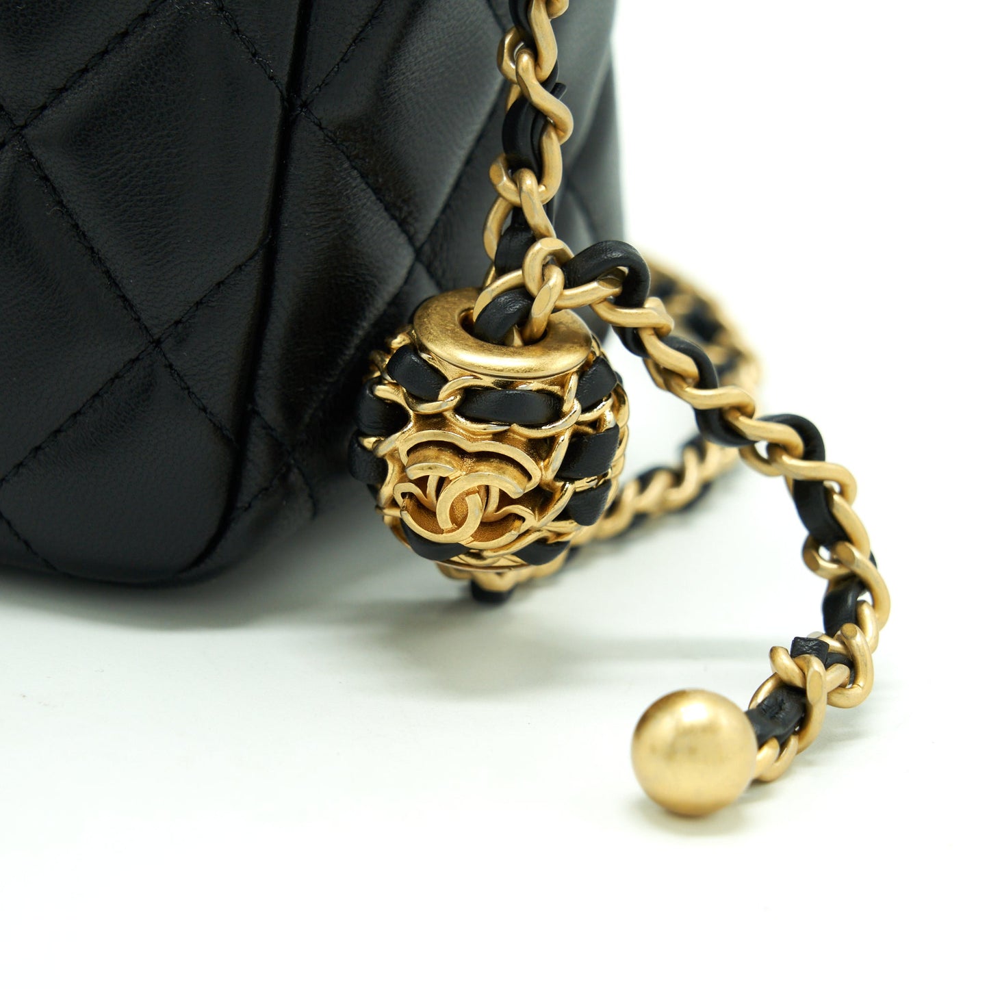 Chanel 22S Pearl Crush Hobo Bag Lambskin Black