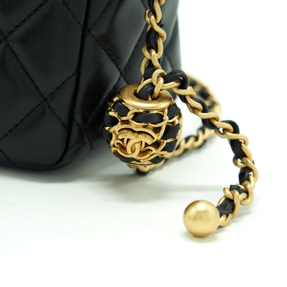 Chanel 22S Pearl Crush Hobo Bag Lambskin Black