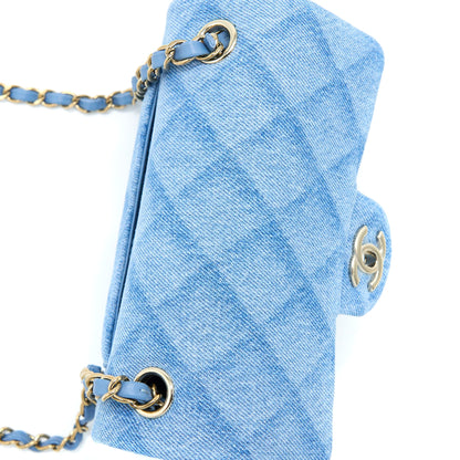 Chanel 22B Mini Rectangular Denim Light Blue L (Microchip)