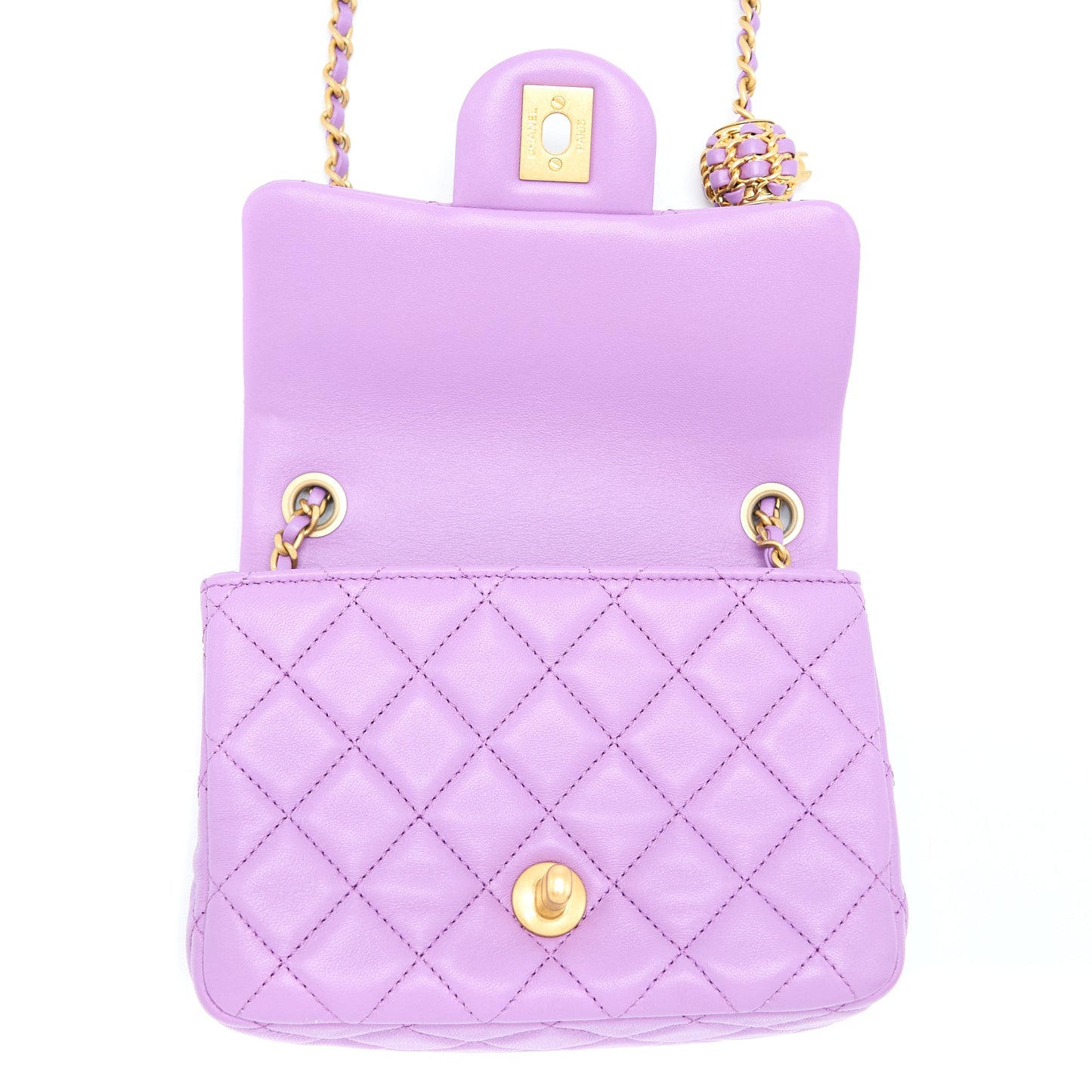 Chanel 22S Pearl Crush Mini Square Lambskin Purple