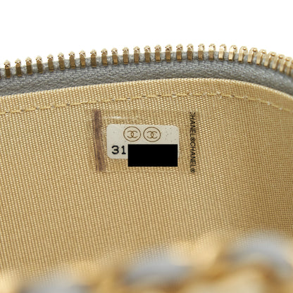 Chanel 21B Pearl Crush Long Vanity With Chain Lambskin Grey