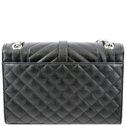 YVES SAINT LAURENT Medium Envelope Leather Chain Shoulder Bag Black