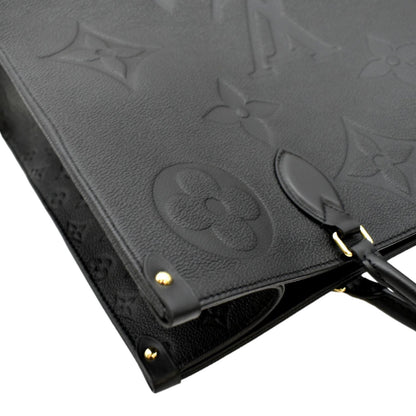 LOUIS VUITTON Onthego GM Monogram Empreinte Leather Tote Bag Black