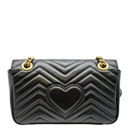 GUCCI GG Marmont Small Matelasse Leather Crossbody Bag Black 443497