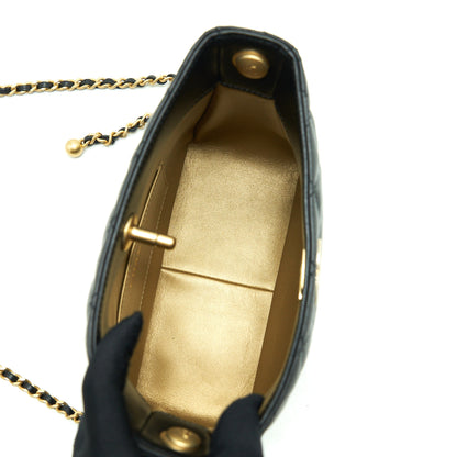 Chanel 22S Pearl Crush Hobo Bag Lambskin Black