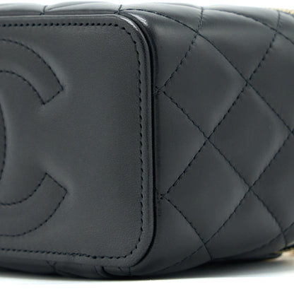 Chanel 22K Gold Pillar Adjustable Chain Long Vanity Lambskin Black