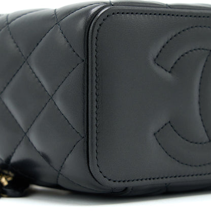 Chanel 22K Gold Pillar Adjustable Chain Long Vanity Lambskin Black