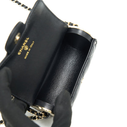 Chanel 21A Lipstick Mini Bag with Chain BLACK
