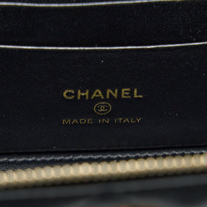 Chanel 22K Gold Pillar Adjustable Chain Long Vanity Lambskin Black