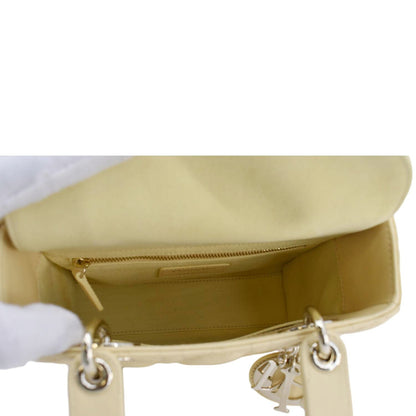 CHRISTIAN DIOR MY ABCDior Small Cannage Lambskin Leather Shoulder Bag Light Yellow