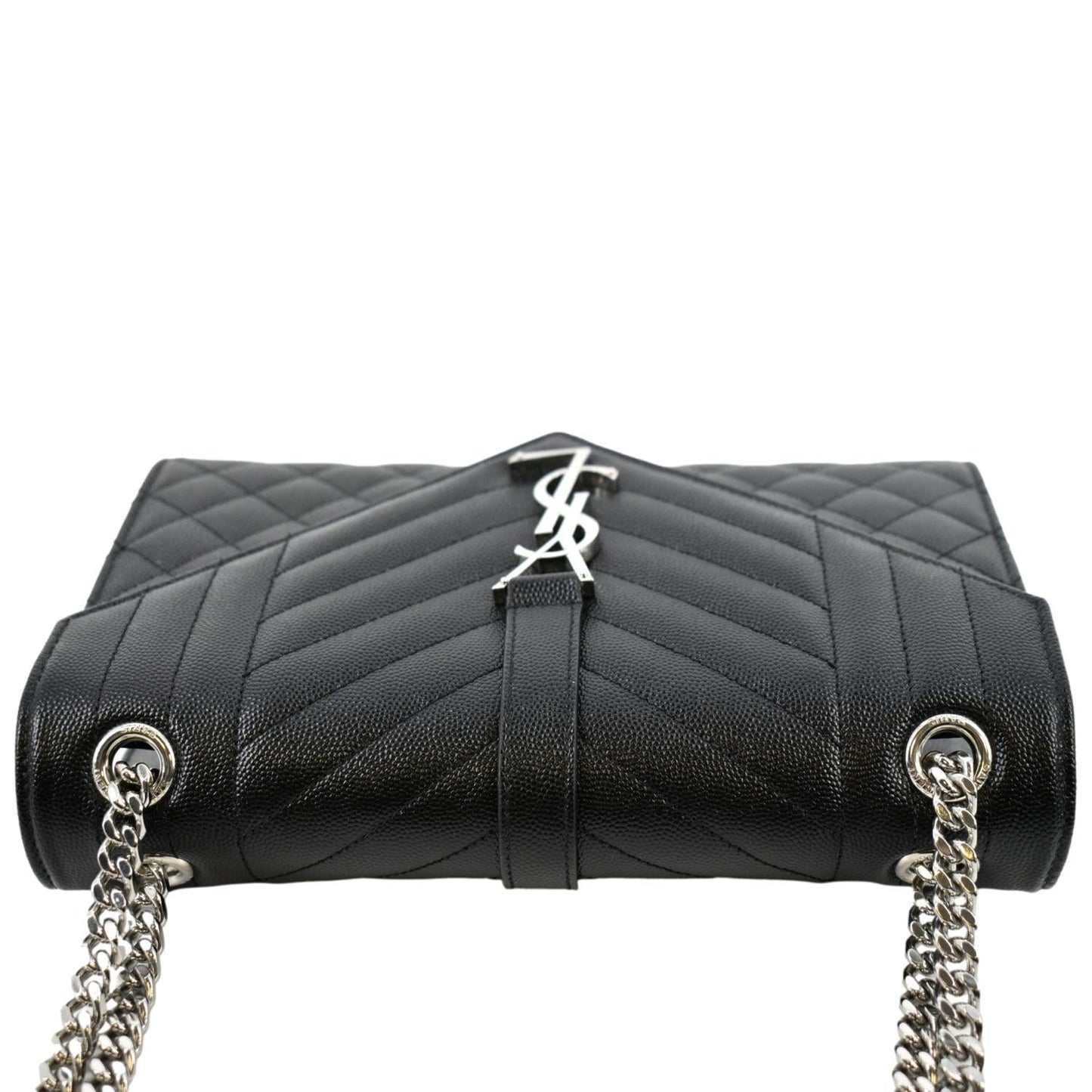 YVES SAINT LAURENT Medium Envelope Leather Chain Shoulder Bag Black