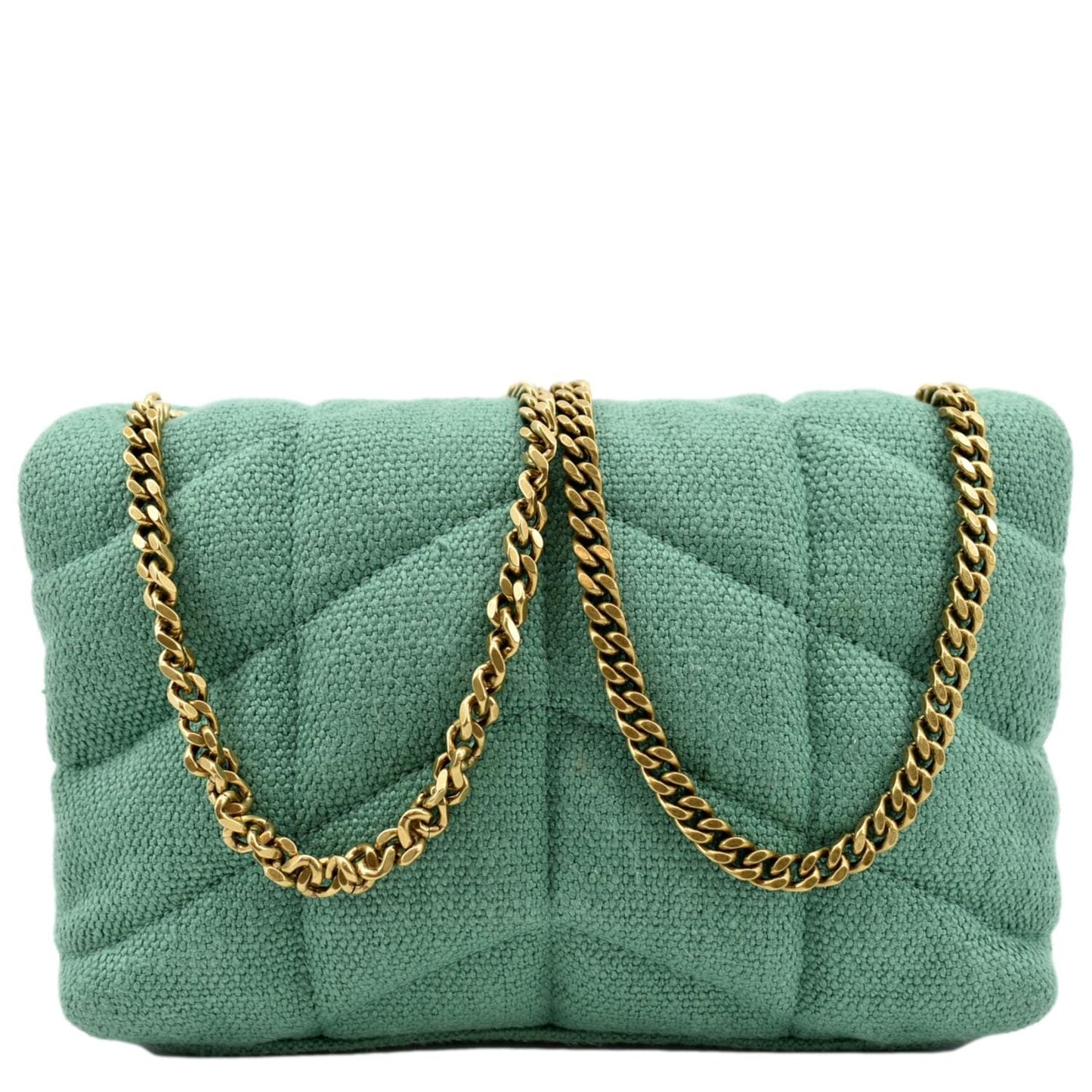 YVES SAINT LAURENT Loulou Puffer Mini Quilted Canvas Crossbody Bag Light Green