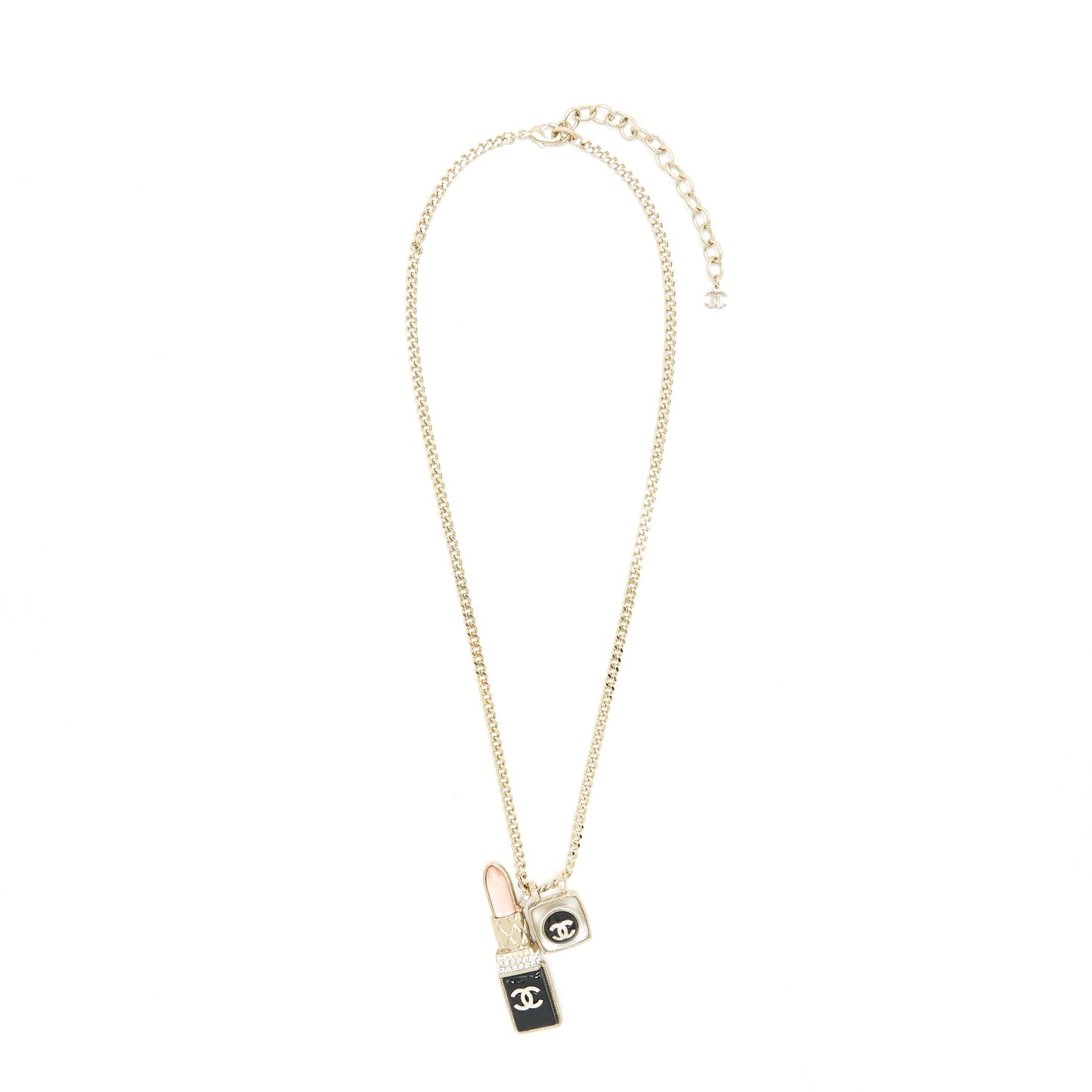 Chanel Lipstick And Square CC Necklace L