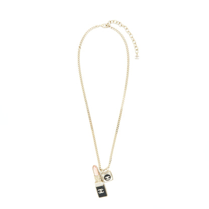 Chanel Lipstick And Square CC Necklace L