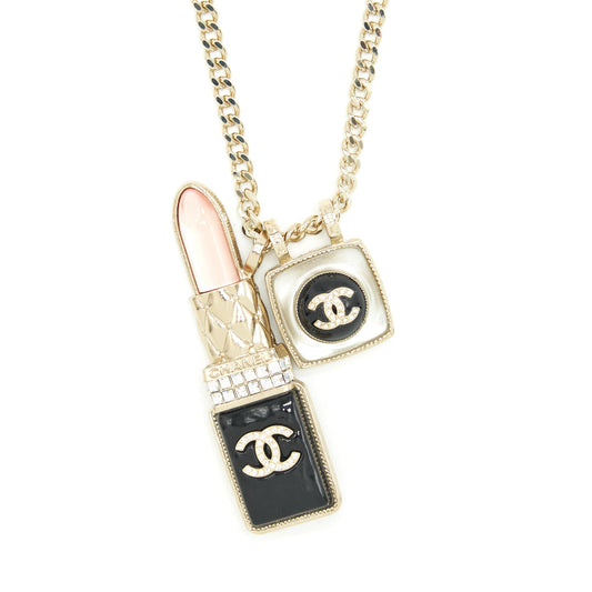 Chanel Lipstick And Square CC Necklace L