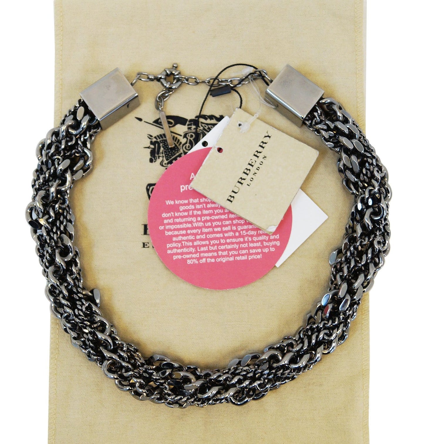 Burberry Multi Chain Gunmetal Necklace Adjustable