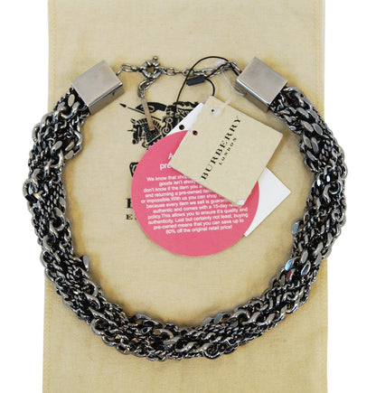 Burberry Multi Chain Gunmetal Necklace Adjustable