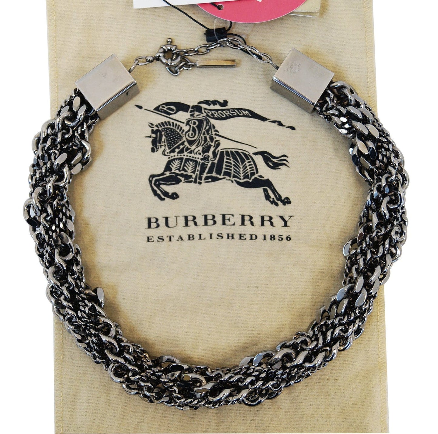 Burberry Multi Chain Gunmetal Necklace Adjustable