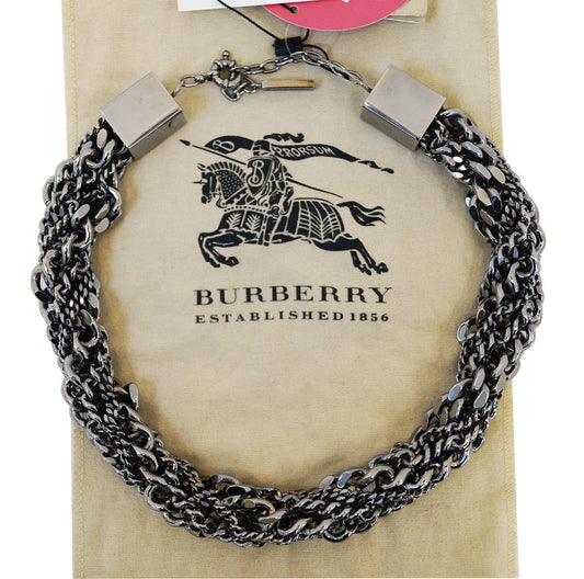 Burberry Multi Chain Gunmetal Necklace Adjustable