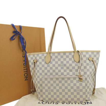 LOUIS VUITTON Neverfull MM Damier Azur Shoulder Bag Rose Ballerine