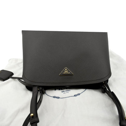 PRADA Matinee Saffiano Leather Shoulder Bag Fumo