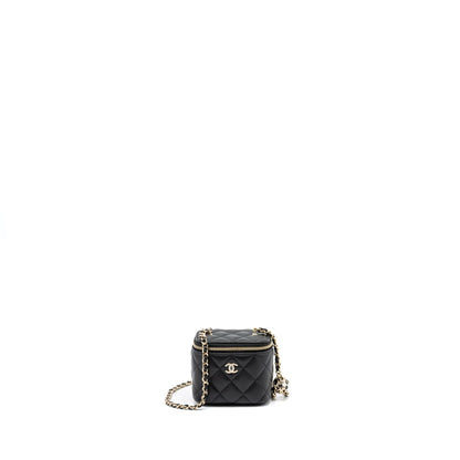 Chanel 23C Pearl Crush Mini Vanity with Chain Lambskin Black L (Microchip)