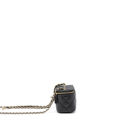 Chanel 23C Pearl Crush Mini Vanity with Chain Lambskin Black L (Microchip)