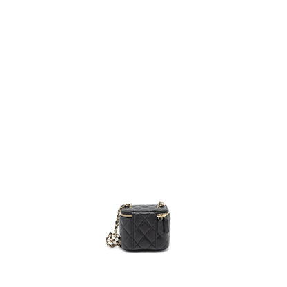 Chanel 23C Pearl Crush Mini Vanity with Chain Lambskin Black L (Microchip)