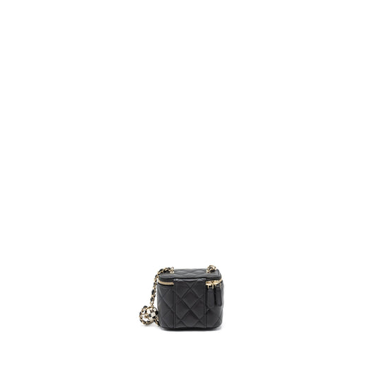 Chanel 23C Pearl Crush Mini Vanity with Chain Lambskin Black L (Microchip)