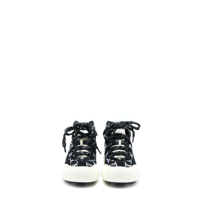 Chanel Size 36.5 Winter Sneakers Fabric Black/White