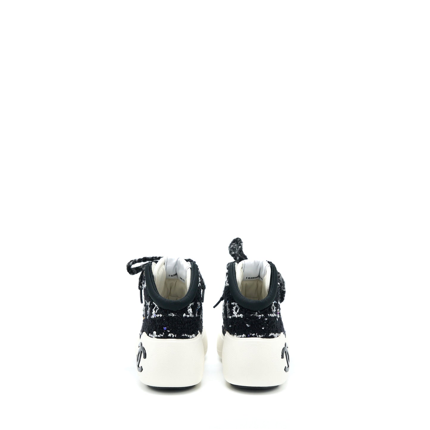Chanel Size 36.5 Winter Sneakers Fabric Black/White