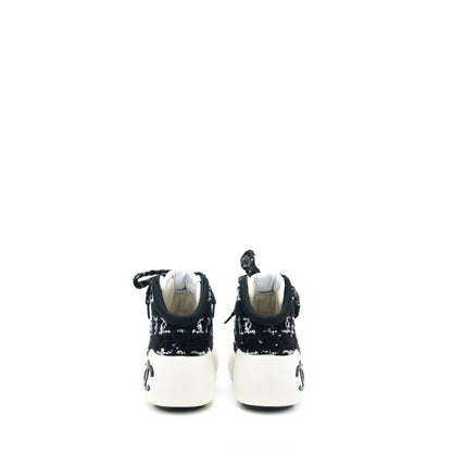 Chanel Size 36.5 Winter Sneakers Fabric Black/White