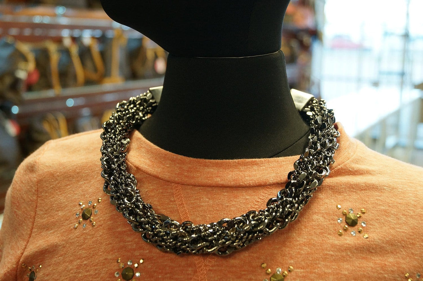 Burberry Multi Chain Gunmetal Necklace Adjustable