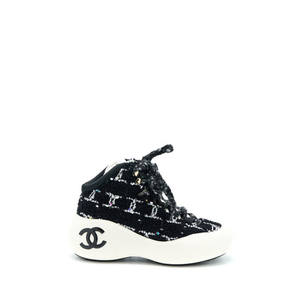 Chanel Size 36.5 Winter Sneakers Fabric Black/White