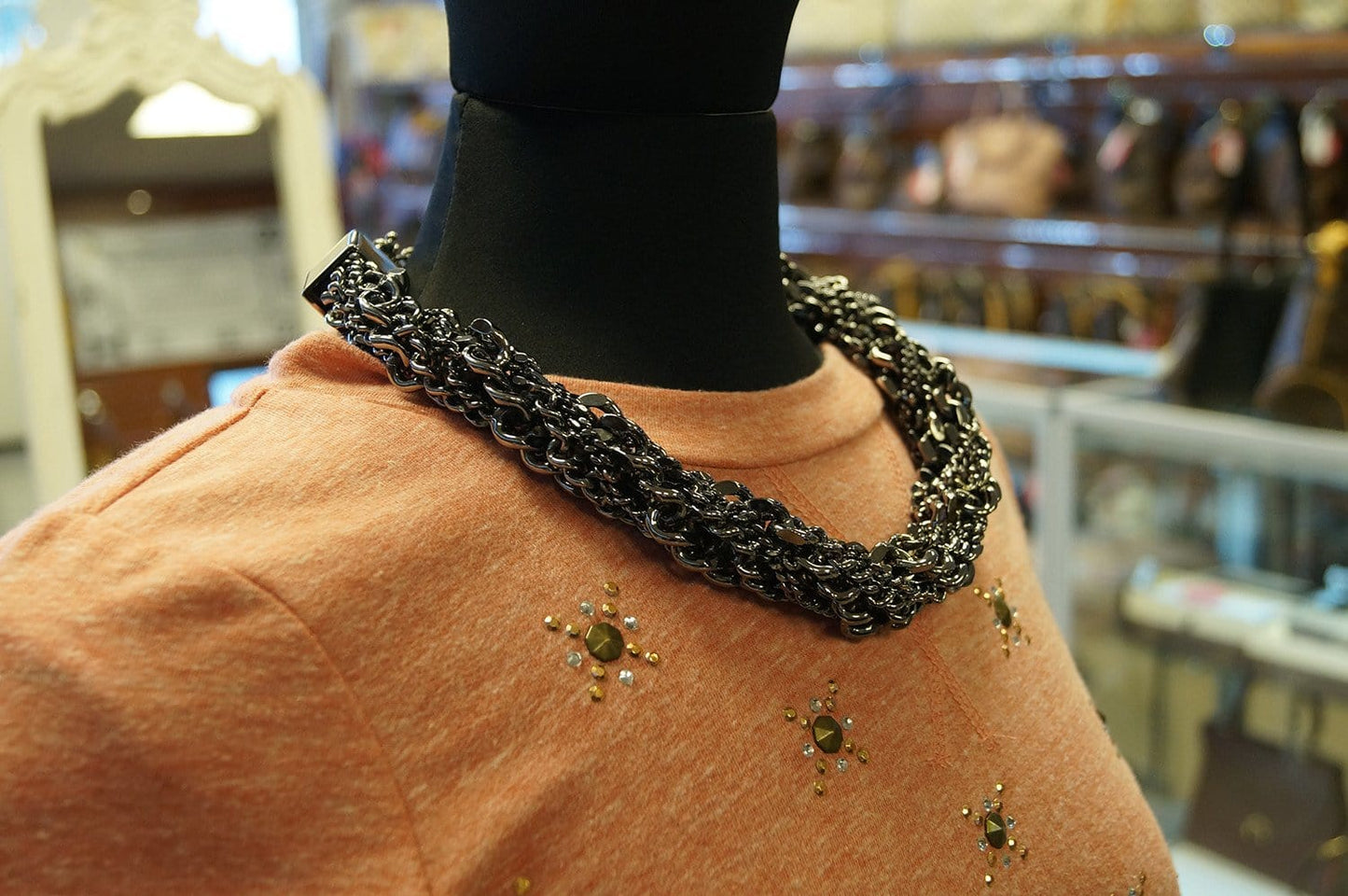 Burberry Multi Chain Gunmetal Necklace Adjustable
