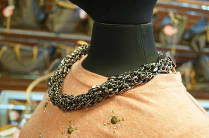 Burberry Multi Chain Gunmetal Necklace Adjustable