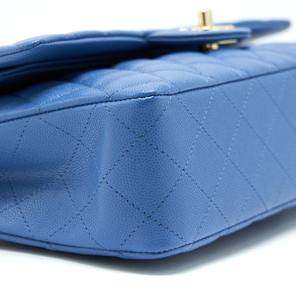 Chanel Medium Classic Double Flap 25cm Blue Caviar L