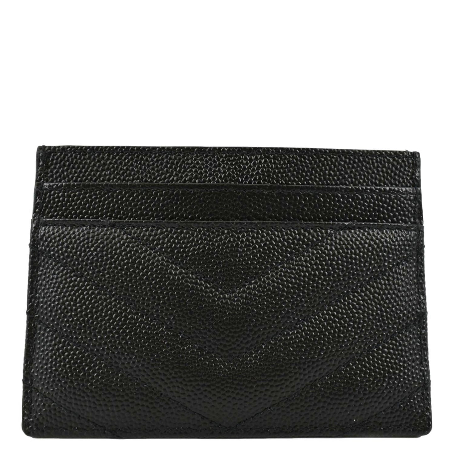 YVES SAINT LAURENT Cassandre Monogram Grain De Poudre Leather Card Holder Black